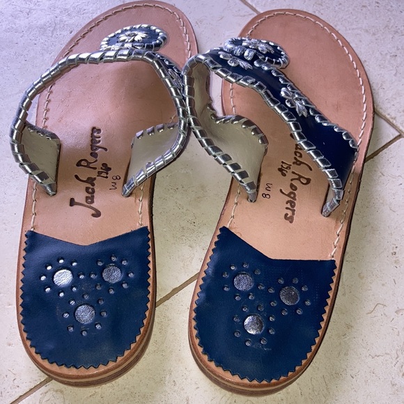 EUC Jack Rogers thong sandals navy and silver size 8 - Picture 4 of 10